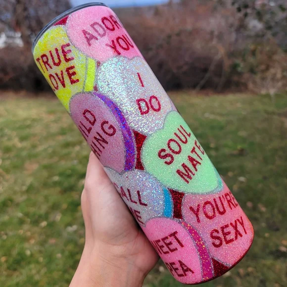 🆕️Custom, 20oz, Valentines Day, Candy Hearts, Stainless Steel Tumbler ♥️ - Picture 11 of 15